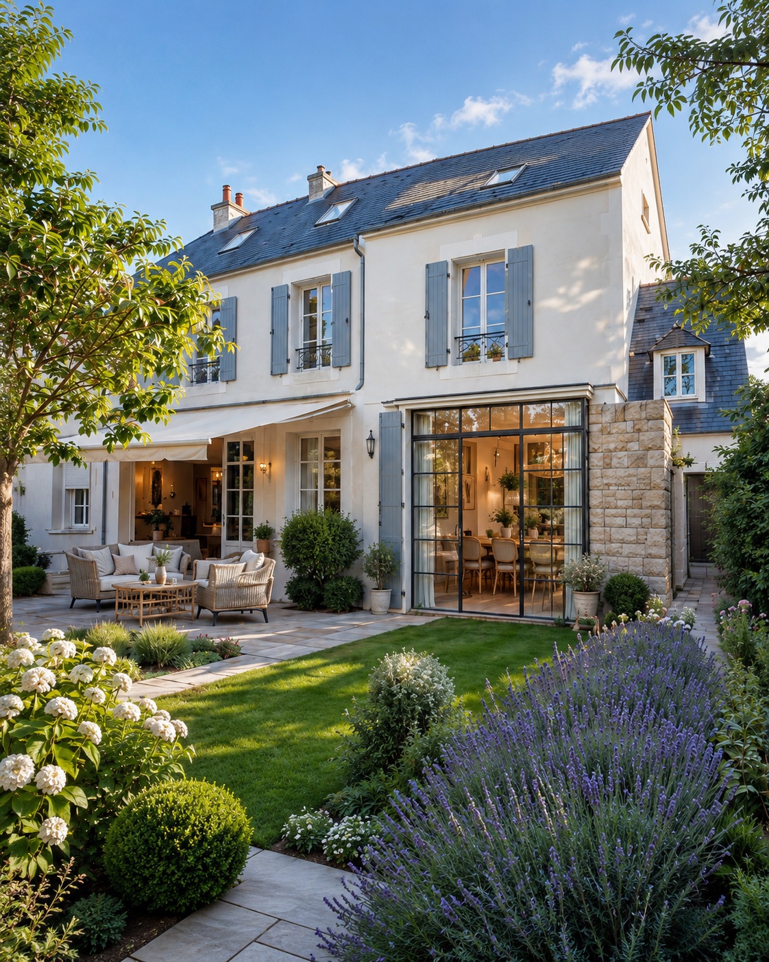 Maison familiale avec jardin paysager