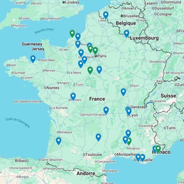 Carte de France des implantations VendezVotreBien